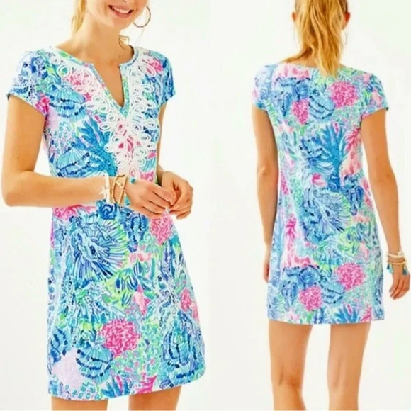 Lilly Pulitzer Brewster T-shirt Dress Size Small Sink or Swim Beachy Embellished - Picture 1 of 7